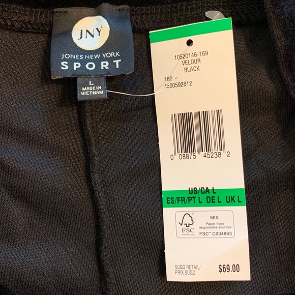 Jones New York Sport Black Velour Pants - Picture 4 of 6